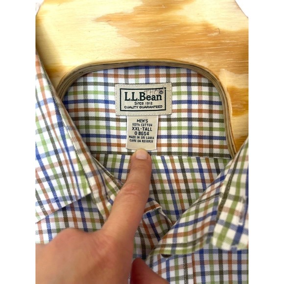 LL Bean Men's 2XLT Tall Traditional Fit Plaid Shirt - Long Sleeve Button-Up - Picture 3 of 11